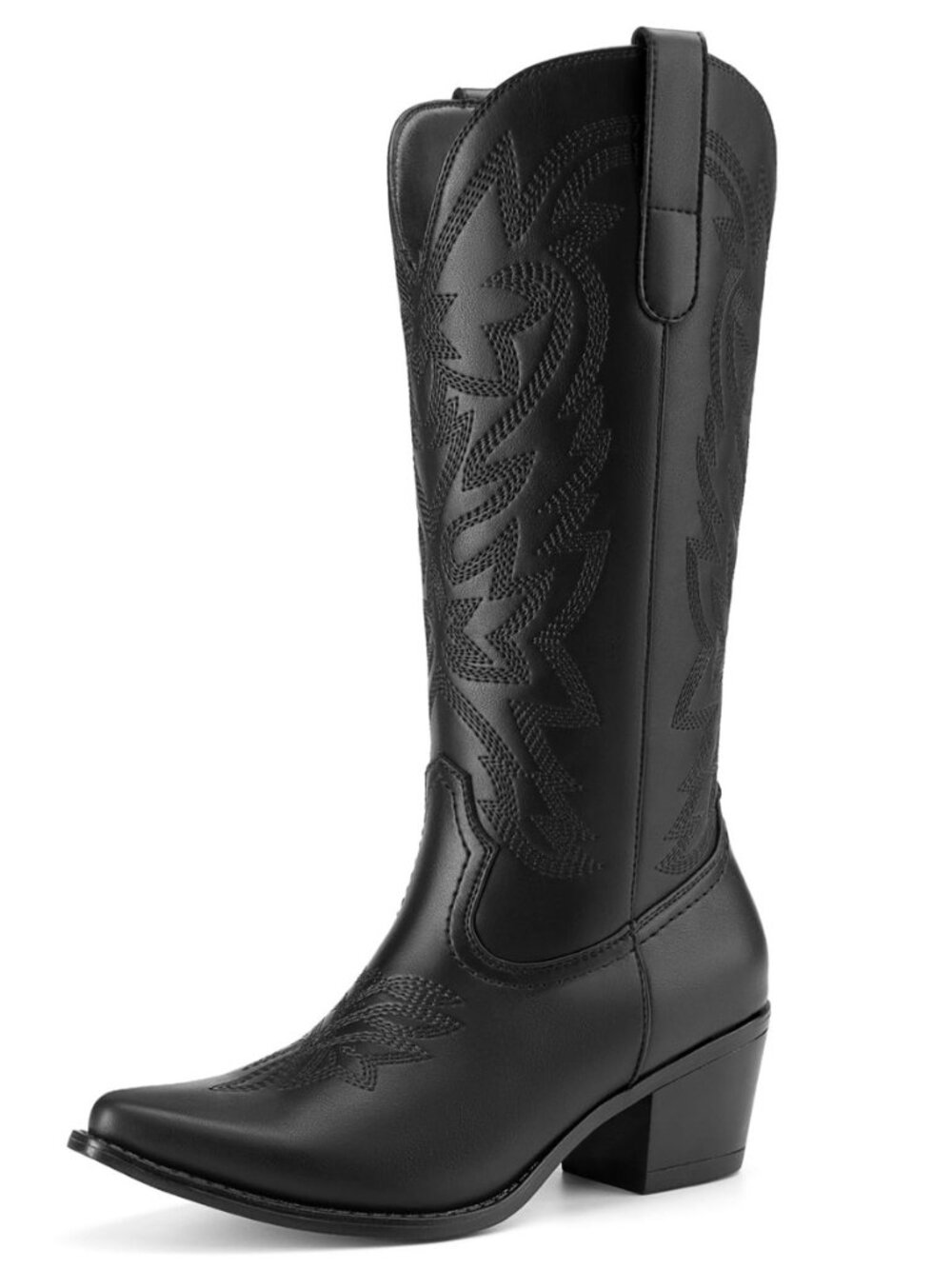 Cowboy Cowgirl Boots for Women Low Heel Western Mid Calf Boots